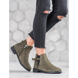 Ideal Shoes Botinhas de camurça verde 1