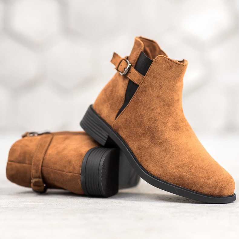 Ideal Shoes Botinhas de camurça marrom 1