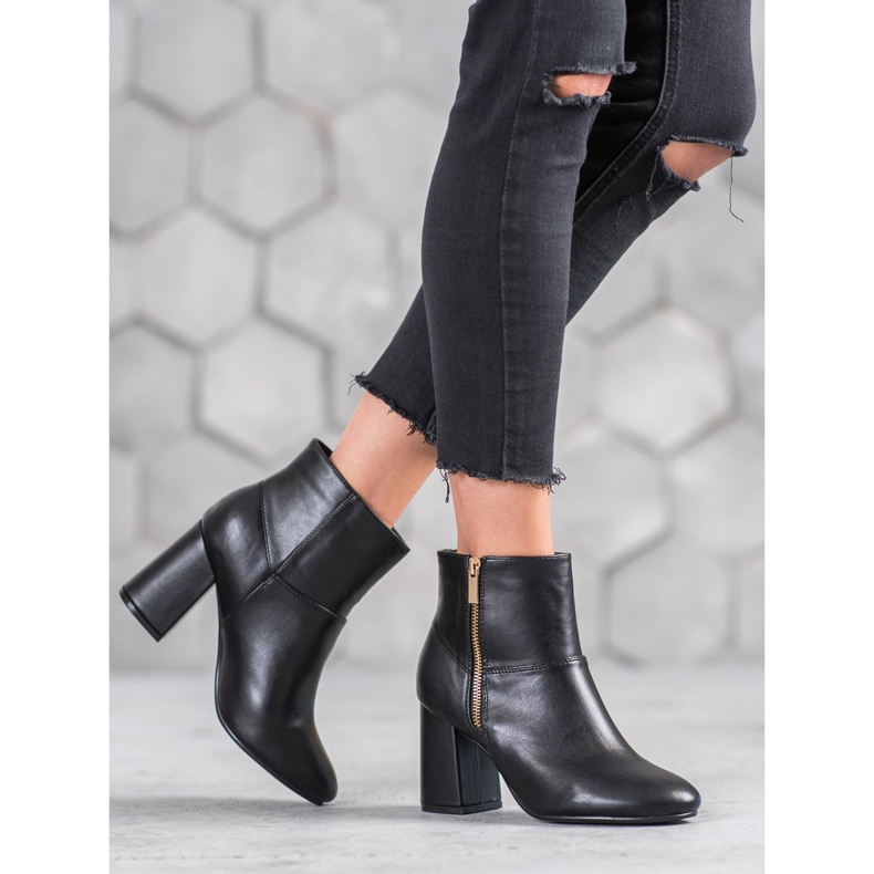 Tina&Co Botas elegantes de couro ecológico preto 1
