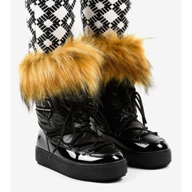 Botas de neve elegantes pretas com pele 119-39 preto 1