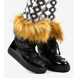 Botas de neve elegantes pretas com pele 119-39 preto 2