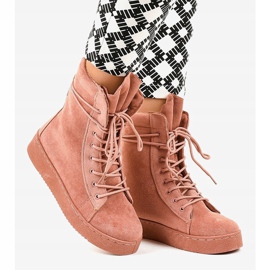 Botas rasas de camurça rosa 7-3727B 2