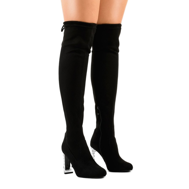 Botas de camurça pretas no poste BM177 preto 1