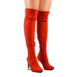 Botas de camurça vermelha no poste BM177 vermelho 1