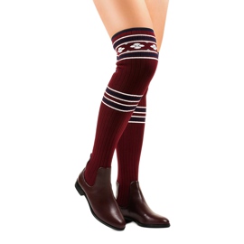 Botas acima do joelho meia cor de vinho 29-7 vermelho 1 Botas acima do joelho meia cor de vinho 29-7 vermelho 1