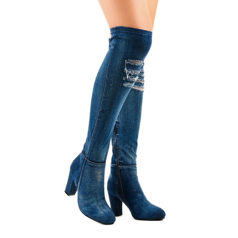 Botas jeans desgastadas HX15135-96 azul marinho 1