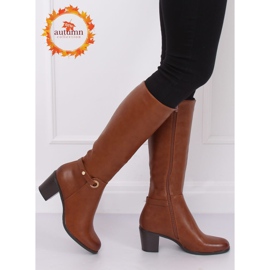Botas clássicas de salto alto camelo BM-9090 Camel marrom 1