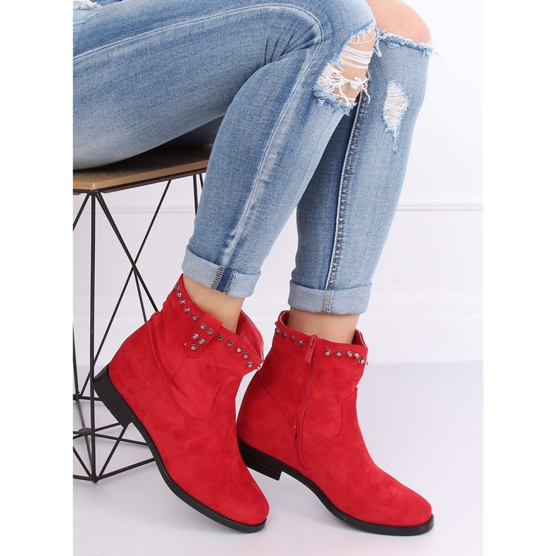 Botas vermelhas em uma cunha oculta G-7606 Vermelho 1