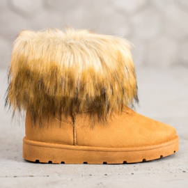 SHELOVET Camel Mukluki Com Pele castanho 2