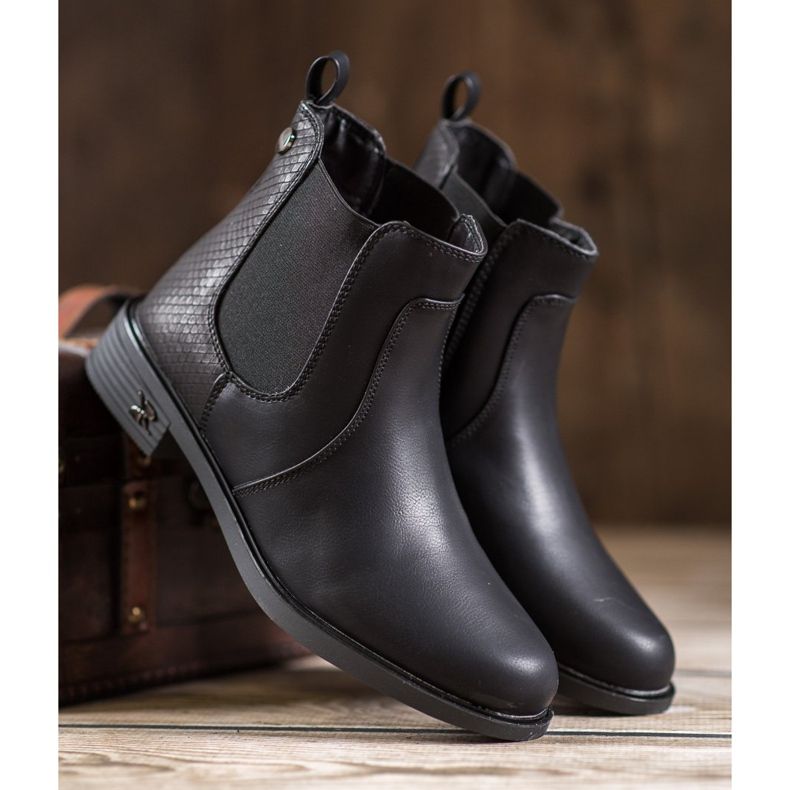SHELOVET Botas de couro ecológico Chelsea preto 2