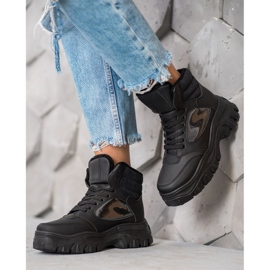 SHELOVET Botas de amarrar da moda preto 2