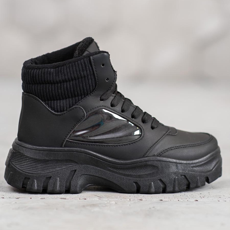 SHELOVET Botas de amarrar da moda preto 1