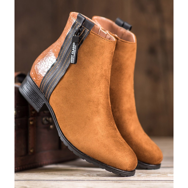 Erynn Botas Com Zíper Decorativo marrom 1