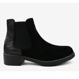 Botins rasos de camurça preta com estrela SHN2221 preto 1