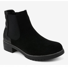Botins rasos de camurça preta com estrela SHN2221 preto 2