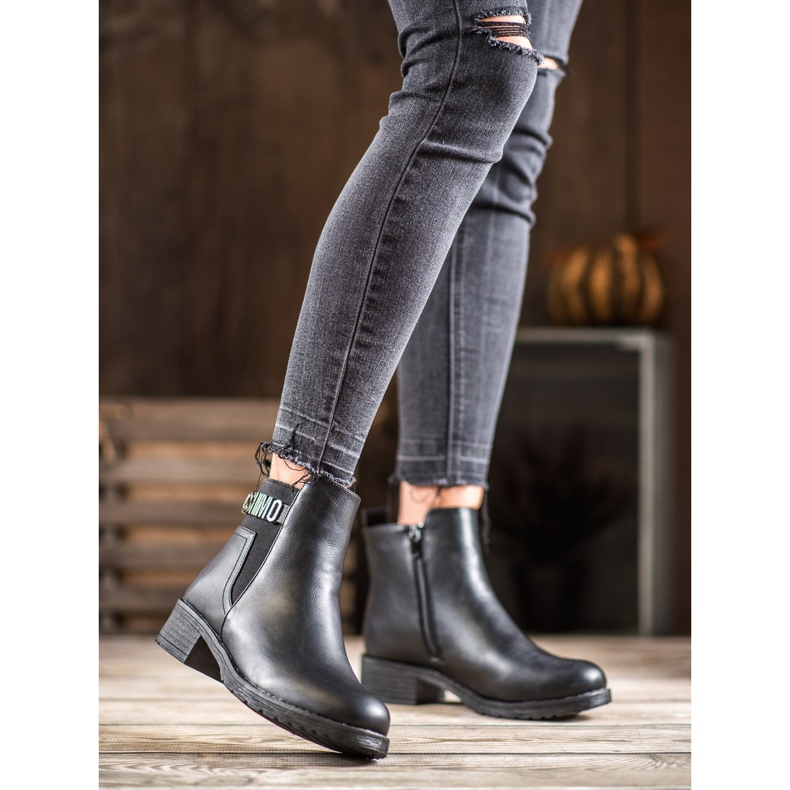 Super Me Botas elegantes feitas de couro ecológico preto 2
