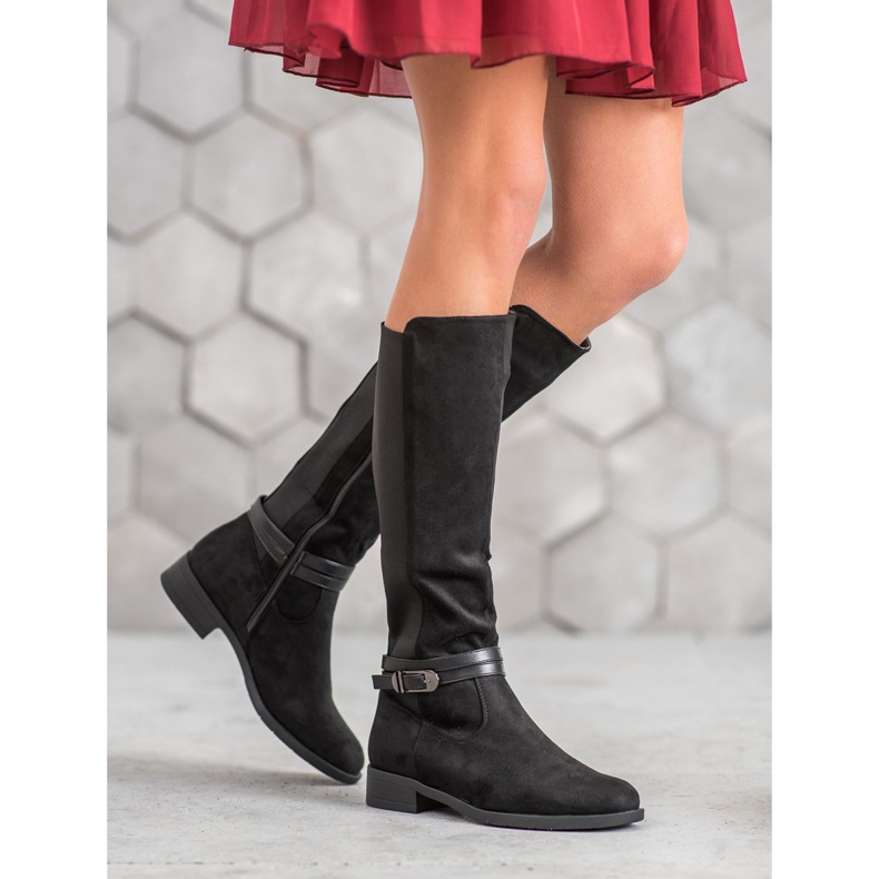 Super Me Botas Elegantes Com Fivela preto 1 Super Me Botas Elegantes Com Fivela preto 1
