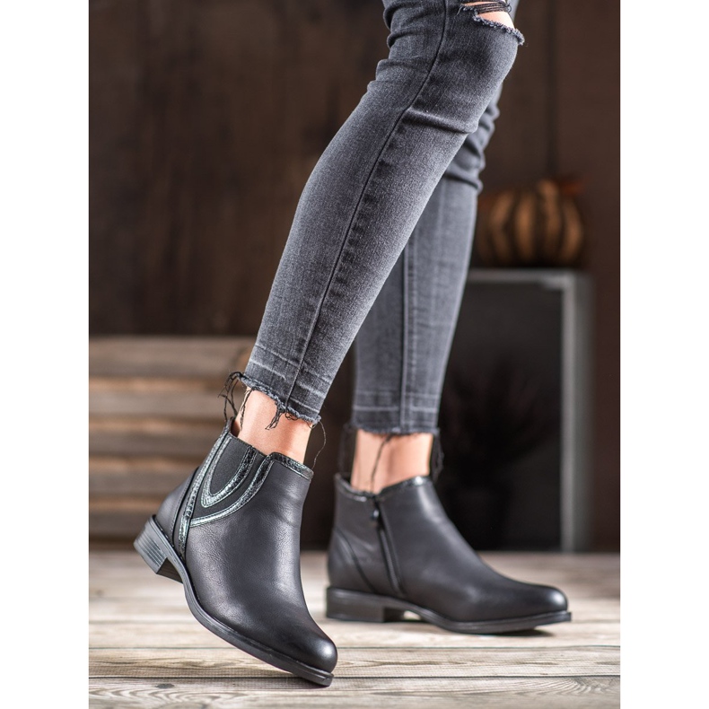 Small Swan Botas de couro ecológicas pretas preto 1