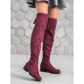 SHELOVET Botas de camurça com amarração vermelho 1