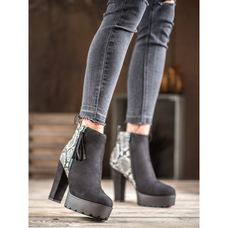 Weide Botas de plataforma com estampa de cobra preto 1