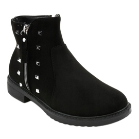 Botas rasas femininas pretas com pele CH-26 preto 1 Botas rasas femininas pretas com pele CH-26 preto 1
