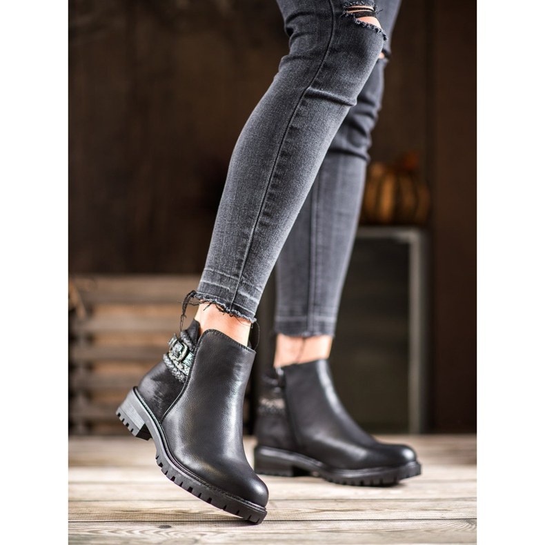 Erynn Trabalhadores baixos com correia decorativa preto 2