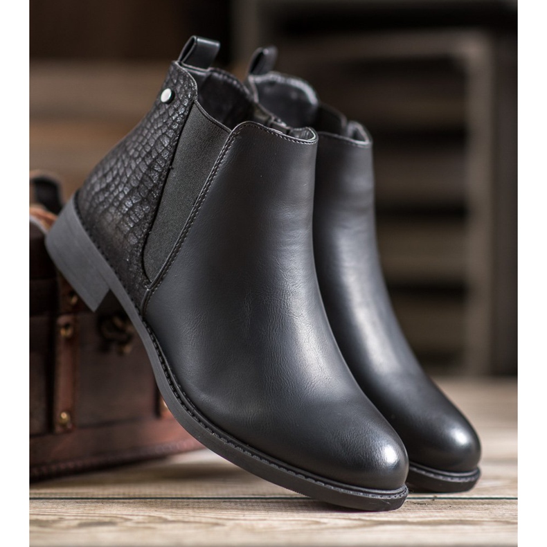 SHELOVET Botas pretas com zíper preto 2 SHELOVET Botas pretas com zíper preto 2