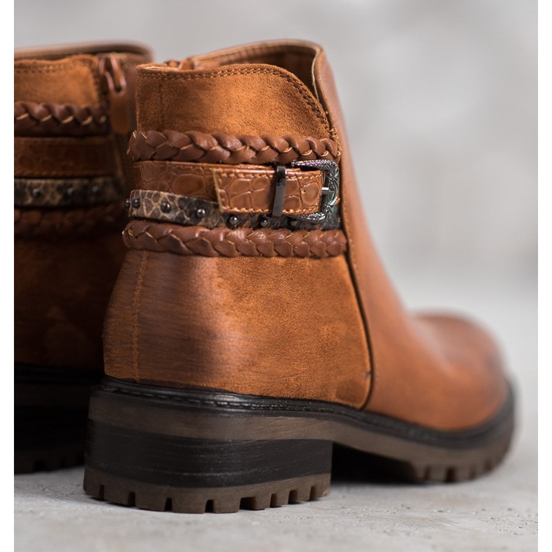 Erynn Trabalhadores baixos com correia decorativa castanho 2