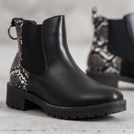 Erino Estampa de cobra de botas altas de Chelsea preto 1