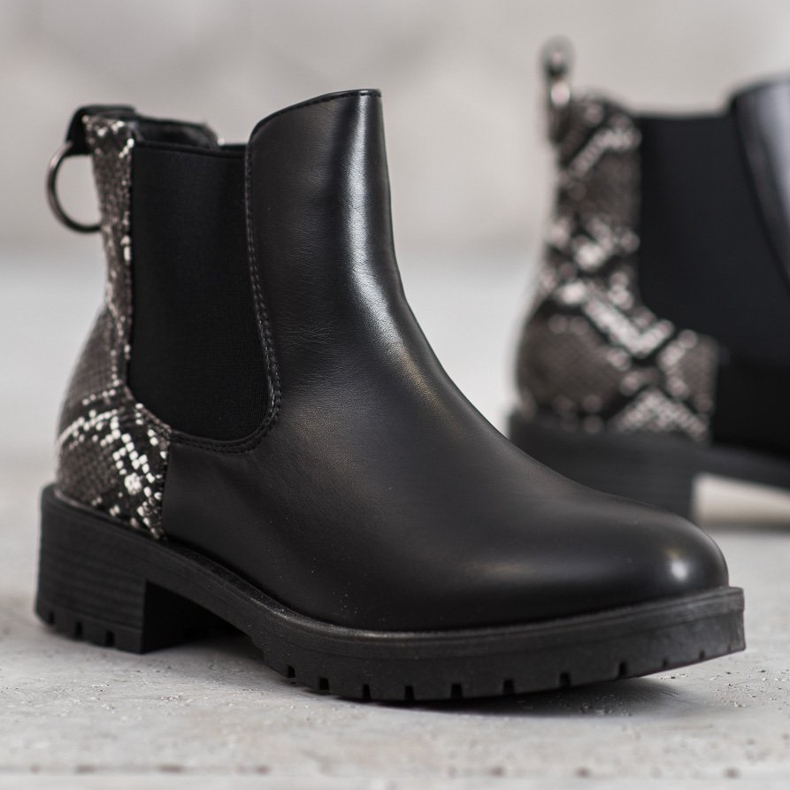 Erino Estampa de cobra de botas altas de Chelsea preto 1