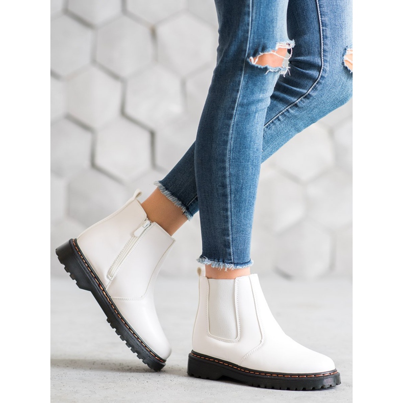 SHELOVET Chelsea Boots na plataforma branco 2