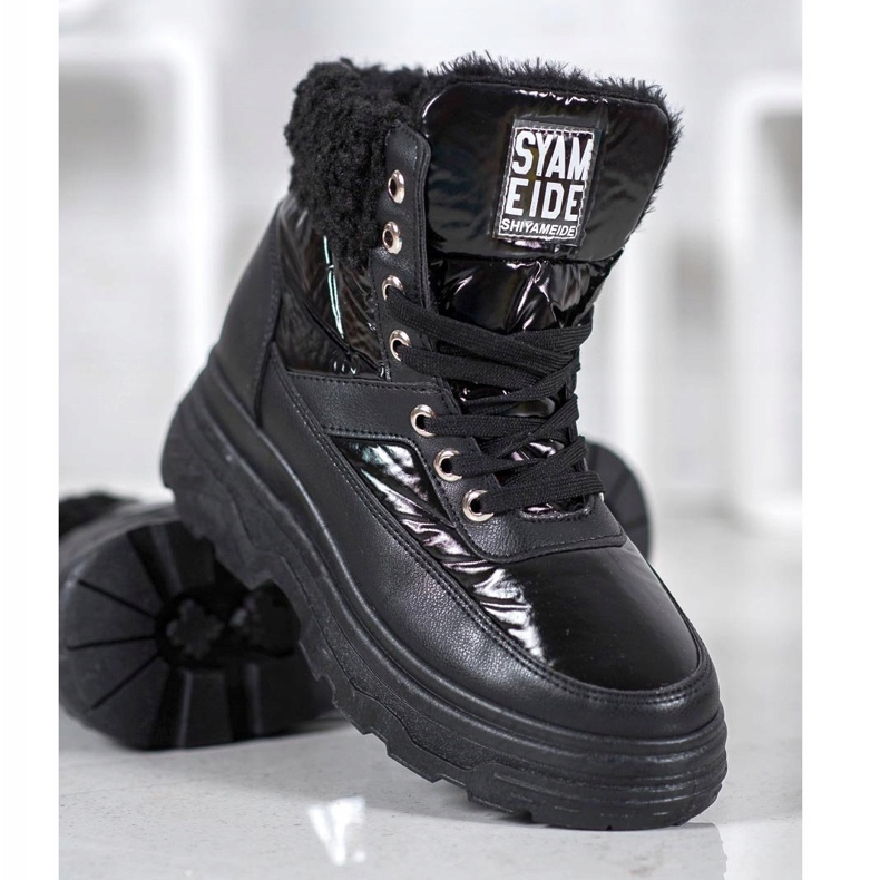 Bella Paris Tênis Com Pele De Carneiro preto 2