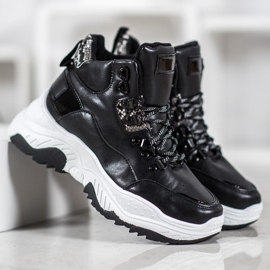 Bella Paris Tênis da moda com cordões preto 2