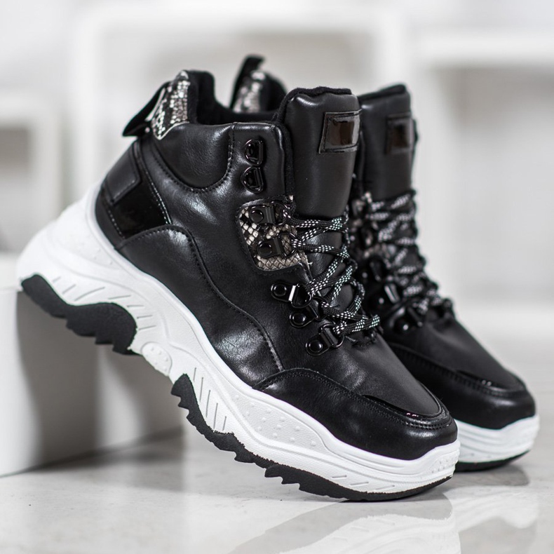 Bella Paris Tênis da moda com cordões preto 2