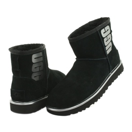 Ugg Classic Mini Ugg Rubber Logo W 1110087-BMT Shoes preto cinza 3