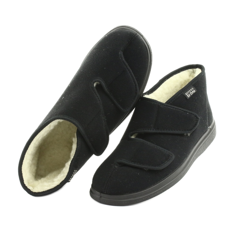Chinelos masculinos quentes Dr.Orto Befado com velcro, pu 986M011, preto 5