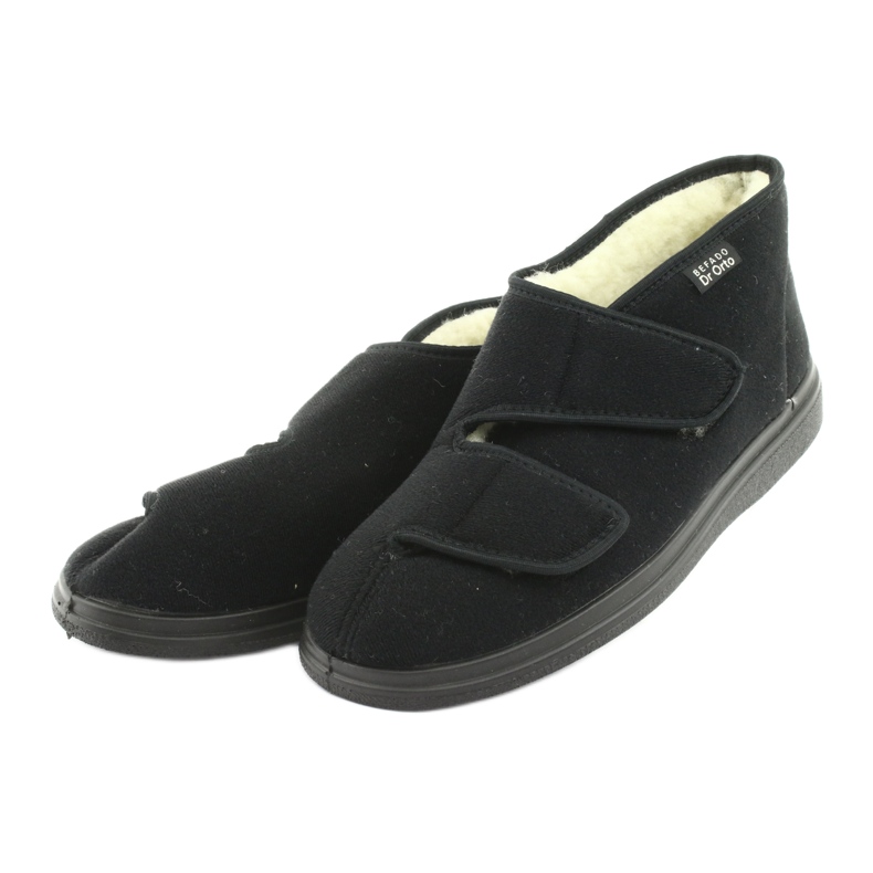 Chinelos masculinos quentes Dr.Orto Befado com velcro, pu 986M011, preto 3