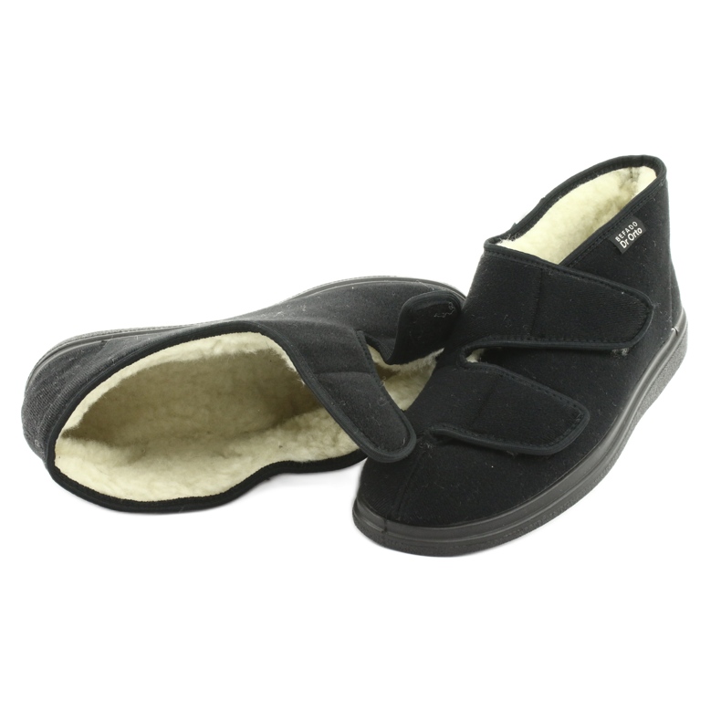 Chinelos masculinos quentes Dr.Orto Befado com velcro, pu 986M011, preto 4