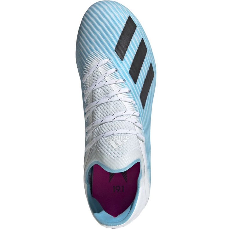 As chuteiras adidas X 19.1 Fg Jr F35684 multicolorido azul 2