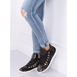Tênis de veludo K1834206 Flores preto multicolorido 2