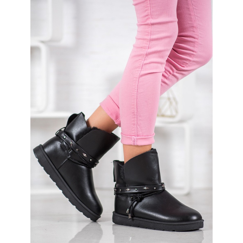 SHELOVET Mukluki com couro ecológico preto 1 SHELOVET Mukluki com couro ecológico preto 1