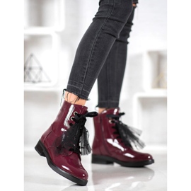 SHELOVET Trabalhadores em couro ecológico lacado vermelho 2