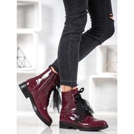 SHELOVET Trabalhadores em couro ecológico lacado vermelho 1