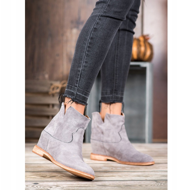 Bella Paris Botas de caubói de camurça cinza 2