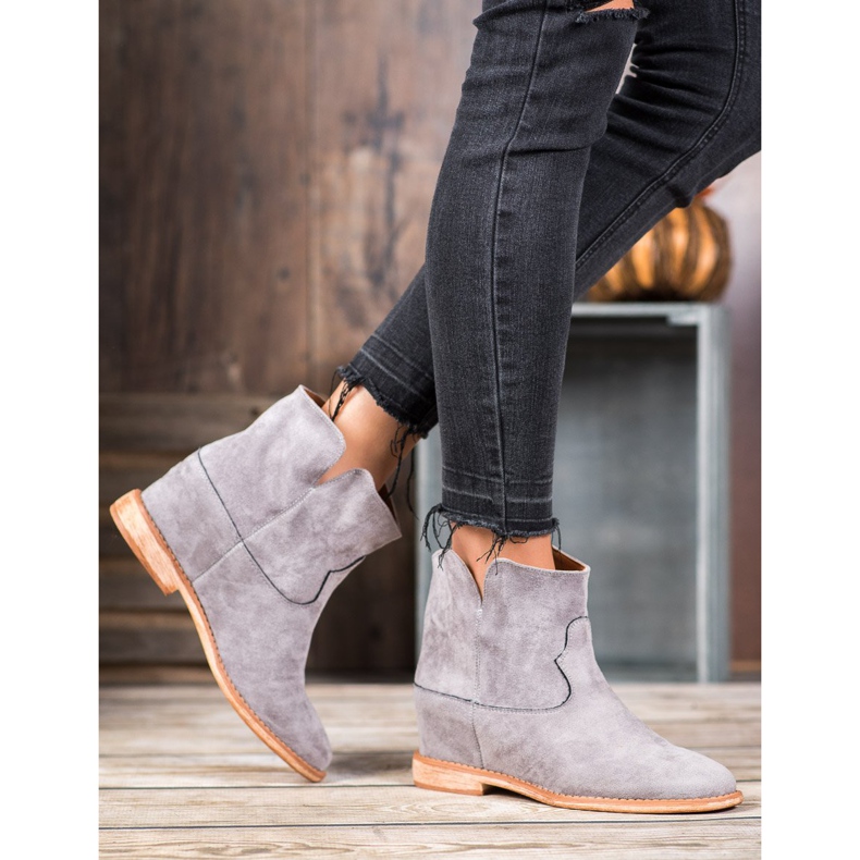Bella Paris Botas de caubói de camurça cinza 1