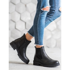 Super Mode Trabalhadores clássicos feitos de couro ecológico preto 1