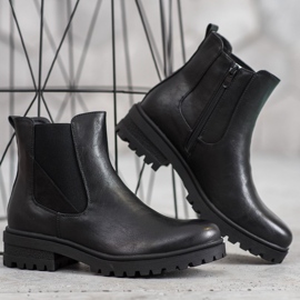 Super Mode Trabalhadores clássicos feitos de couro ecológico preto 2