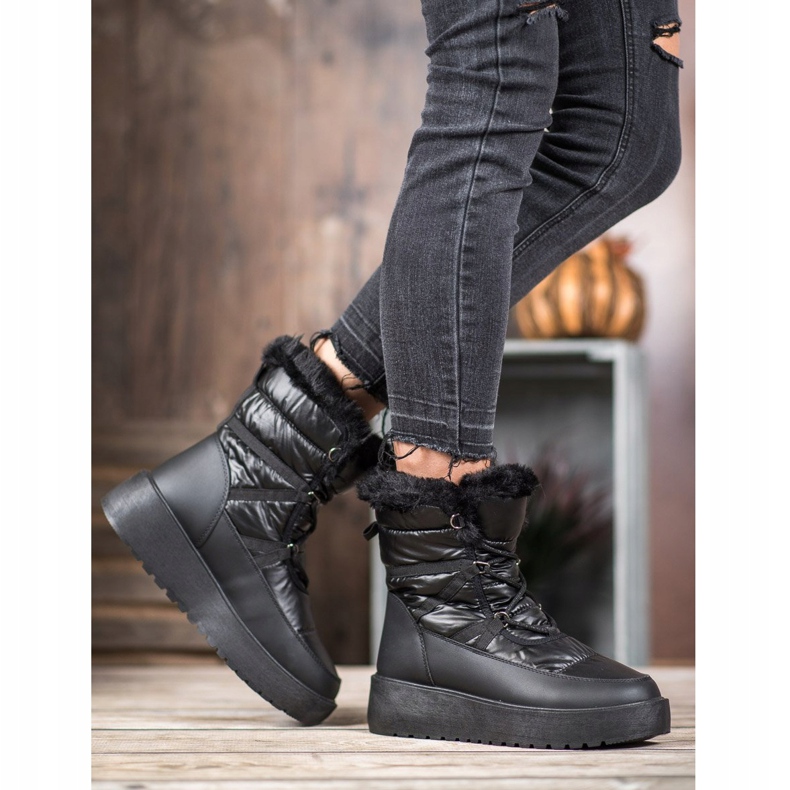 Bella Paris Botas de neve da moda preto 1