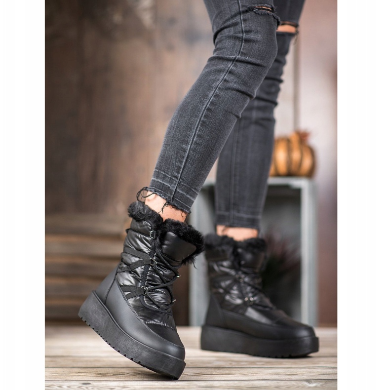 Bella Paris Botas de neve da moda preto 2