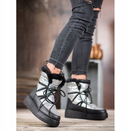 Bella Paris Botas de neve da moda prata cinza 2